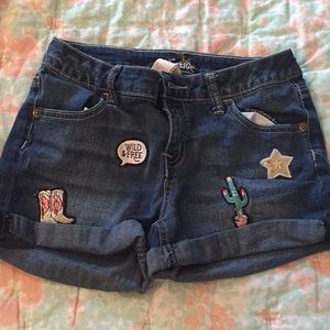 Justice denims shorts with patches